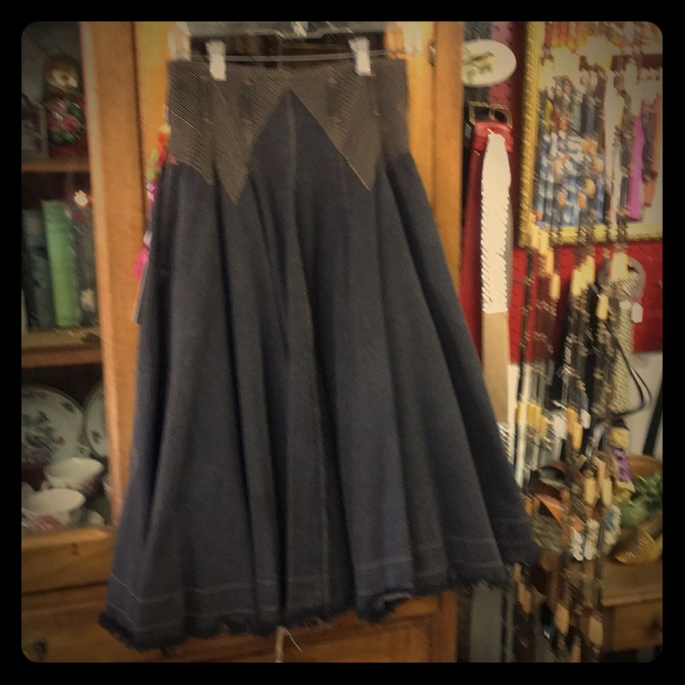 Long denim high wasted Alexander McQueen skirt